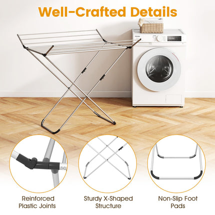 Dreamade Folding Clothes Drying Rack Freestanding Aluminum Laundry Drying Rack