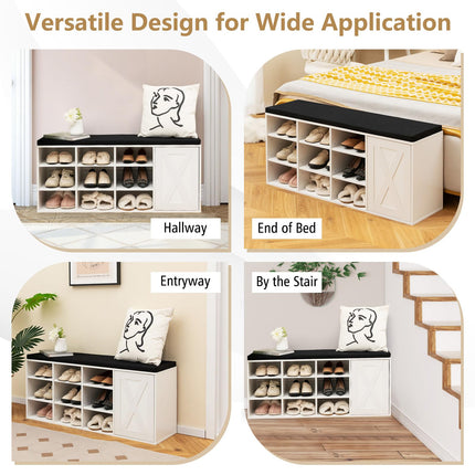 Dreamade Shoe Bench, 3 Tier 9 Cubes Storage Bench with Adjustable Shelves (Rustic Brown)