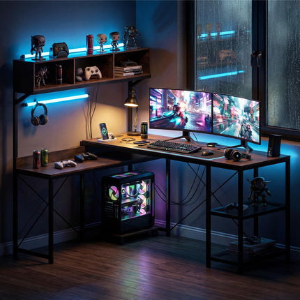 Dreamade 62" L-Shaped Computer Desk with Power Outlets