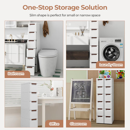 Dreamade Storage Cart, Narrow Plastic Dresser, Rolling Organizer Cart for Office Classroom Bedroom