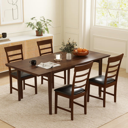 Dreamade Wooden Dining Chairs Set of 2/4, PU Leather Upholstered Kitchen Chairs w/Rubber Wood Frame