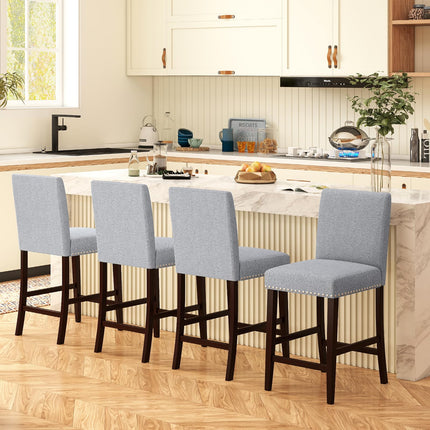 Dreamade Modern Bar Stools Set of 2/4 26" Upholstered Counter Height Bar Stools w/Tilt Backrest
