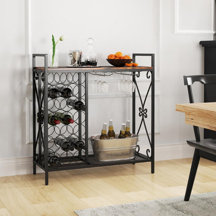 Dreamade Wine Bar Table with 6 Glass Wine Glass Holder