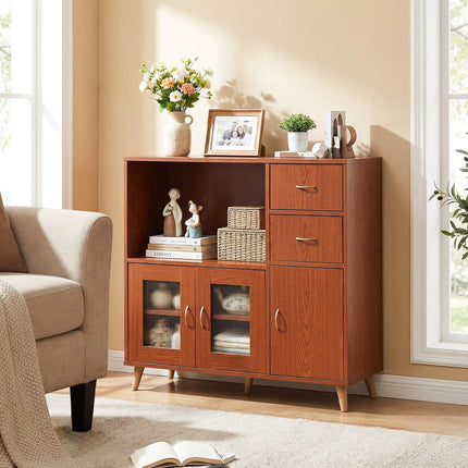 Dreamade 36 Inch Sideboard Buffet Cabinet with Open Compartment