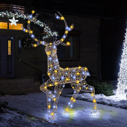 Dreamade 4.6 FT Pre-Lit Christmas Reindeer, 3D Buck Decoration with 300 Bright LED Lights