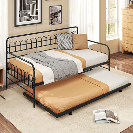 Dreamade Twin Daybed with Trundle with Heavy-Duty Metal Slats