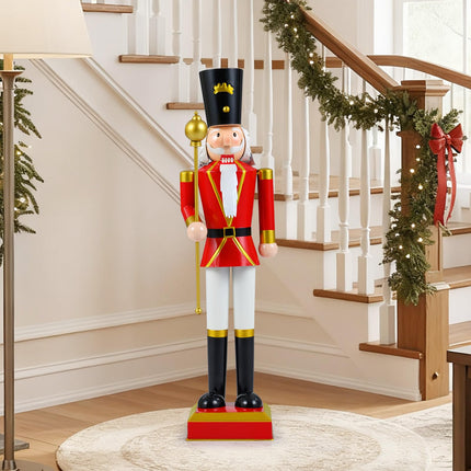 Dreamade 32.5 Inch Christmas Nutcracker with High Hat and Beautiful Scepter