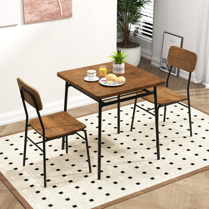 Dreamade 3-Piece Dining Table Set, Kitchen Table Chairs Set with Dinner Table, Storage Rack, Metal Frame