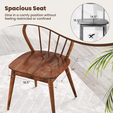 Dreamade Wooden Dining Chairs Set of 2/4, Windsor Kitchen Chairs w/High Spindle Back & Rubber Wood Legs
