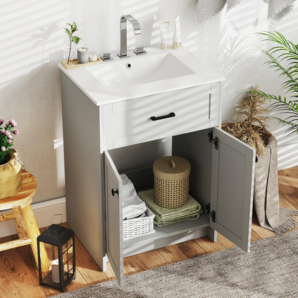 Dreamade 24” Undermount Bathroom Cabinet with Ceramic Basin