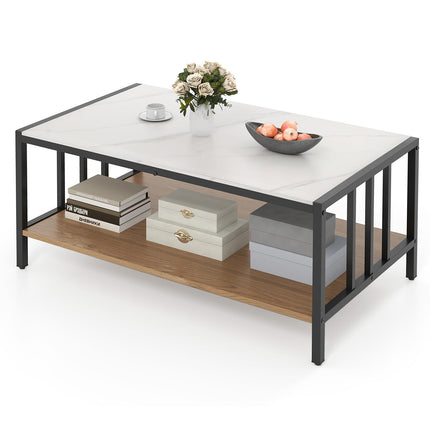 Dreamade 2 Tier Coffee Table with Storage for Living Room