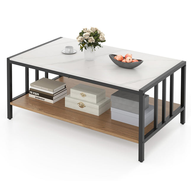 Dreamade 2 Tier Coffee Table with Storage for Living Room