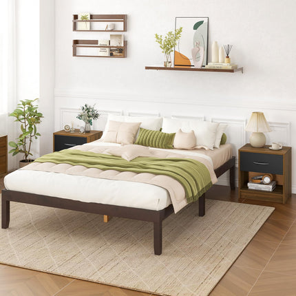 Dreamade Night Stand Set of 1/2 with Drawer, Wood End Table with Open Storage Shelf for Bedroom