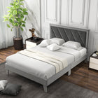 Dreamade Full Size Velvet Bed Frame with Headboard, Modern Upholstered Platform Bed, No Box Spring Needed, Black & Gray