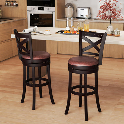Dreamade 30" Swivel Bar Stools with Footrest & Rubber Wood Frame