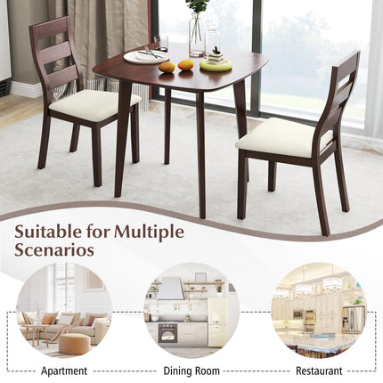 Dreamade Wooden Square Kitchen Table and 2 Chairs with Padded Seat