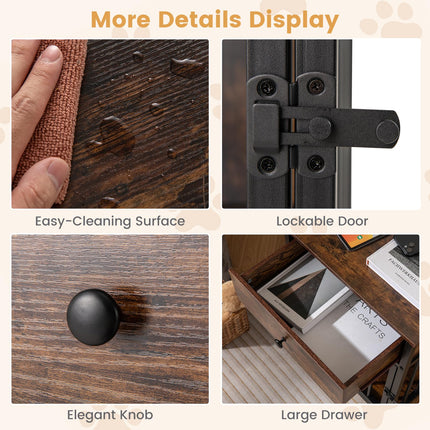 Dreamade Dog Crate End Table with Charging Station