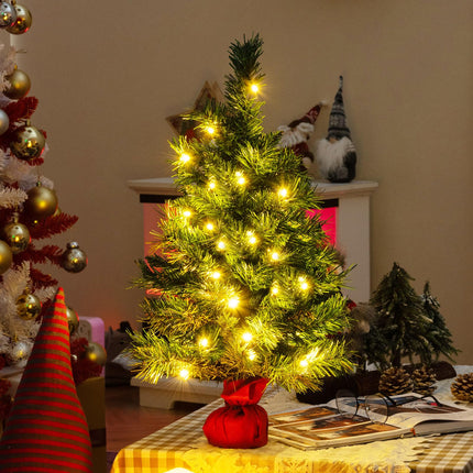 Dreamade Tabletop Battery Operated Small Fir Xmas Tree with Warm White LED Lights