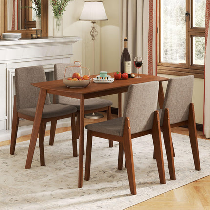 Dreamade Rectangular Kitchen Table and Chairs Set w/Rubber Wood Frame