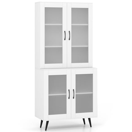 Dreamade Kitchen Pantry Cabinet 70.5" Tall Cupboard with 4 Transparent Doors