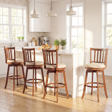 Dreamade 30.5" Swivel Bar Stools Set of 2/4 with Rubber Wood Legs & Footrest & Upholstered Seat