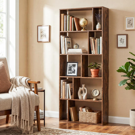 Dreamade 6-Tier Bookshelf | 10-Cube Industrial Bookcase w/Open Back (1/2)