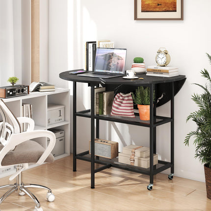 Dreamade Folding Dining Table with Lockable Wheels