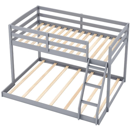 Dreamade Twin Over Full Bunk Bed Solid Wood Kids Bunk Bed with Full-Length Guardrails & Ladder