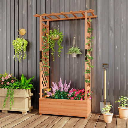 Dreamade Raised Garden Bed with 2-Sided Trellis & Hanging Roof