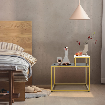 Dreamade End Table, Nightstand w/Storage Shelf, 2-Tier Side Table w/Metal Frame