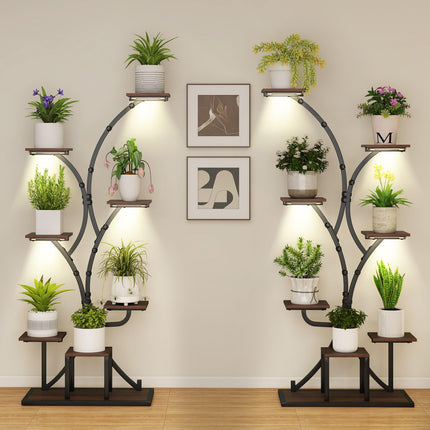 Dreamade Plant Stand Indoor with Grow Lights 8-Tier 58" Tall Corner Metal Plant Shelf