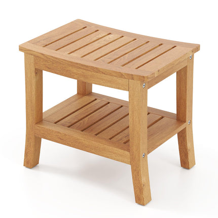 Teak Shower Bench with Shelf