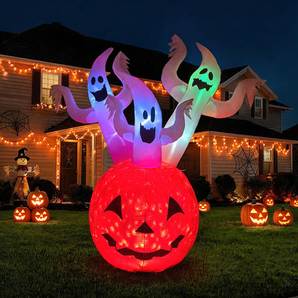 DREAMADE 6FT Halloween Inflatables Lighted Ghost Pumpkin Yard Decoration