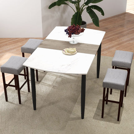 Dreamade 29.5" Bar Height Bar Stools Set of 4 - Backless Saddle Barstools with Nailhead Linen Foam Seat