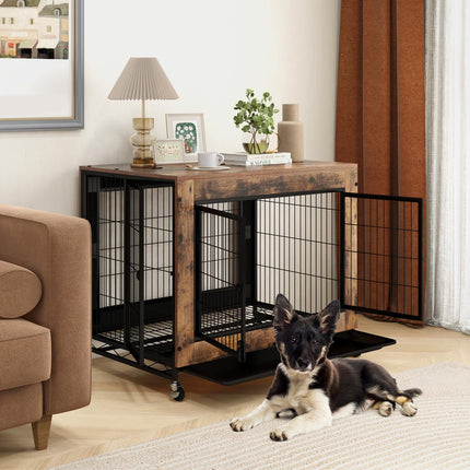Dreamade Dog Crate Furniture with Wheels