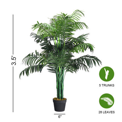 Dreamade 3.5 Feet Tall Potted Artificial Palm Tree for Indoor Outdoor