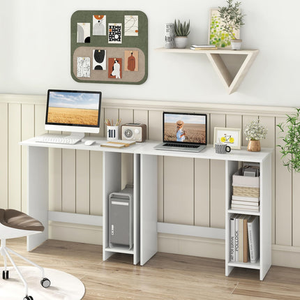 Dreamade Small Desk, Compact Study Writing Desk with 3-Position Adjustable Shelf, Anti-Toppling Kit
