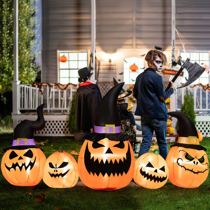 DREAMADE 5-Piece Inflatable Pumpkin Family Halloween Decoration w/LED Lights