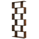 Dreamade Geometric Bookcase Rustic, Solid Wood S-Shaped Bookshelf