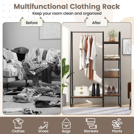 Dreamade Clothes Rack with Shelves, Industrial Garment Rack with 5-Tier Shelves