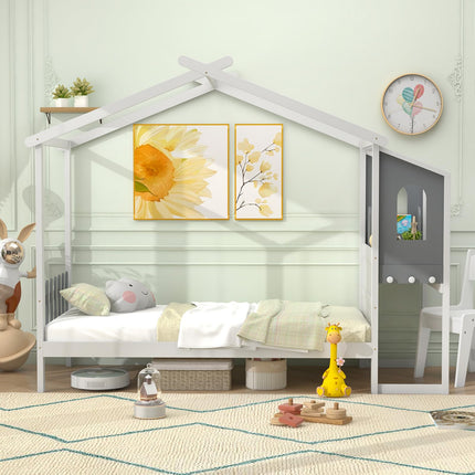 Dreamade Full/ Twin Size House Bed with Study Desk