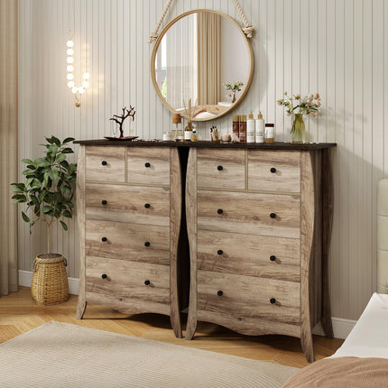 Dreamade Storage Cabinet with Foldable & Detachable Fabric Drawers, Anti-Tipping Kit, 26.5” x 15” x 38” Farmhouse Floor Cabinet