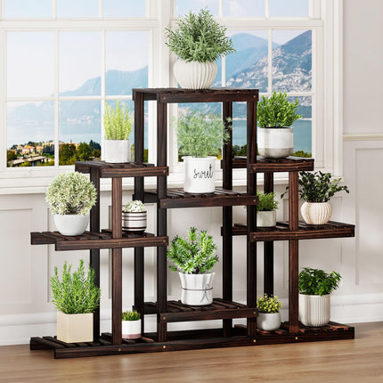 Dreamade Plant Stand Indoor & Outdoor 6 Tier Wood Flower Pot Stand for Multiple Plants