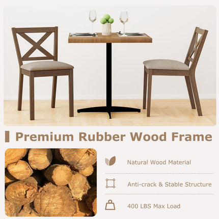 Dreamade Wooden Dining Chairs Set of 2/4 with Rubber Wood Legs, Fabric Padded Seat Cross Back