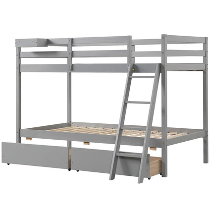 Dreamade Bunk Bed Twin Over Twin with 2 Storage Drawers