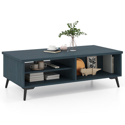 Dreamade 2-Tier Mid Century Modern Coffee Table with Storage Shelves Compartments