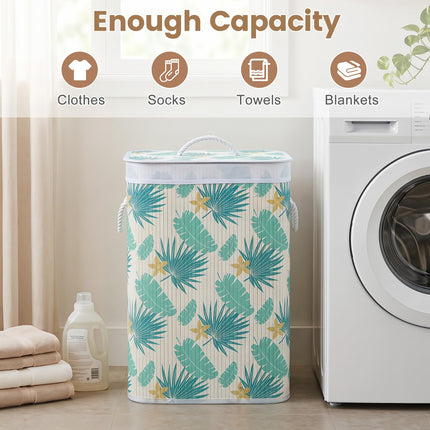 Dreamade 19 Gal Bamboo Laundry Hamper w/Removable Liner & Portable Handles