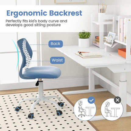 Dreamade Kids Desk Chair, Children Armless Study Chair with Adjustable Height, for Girls Boys Teens