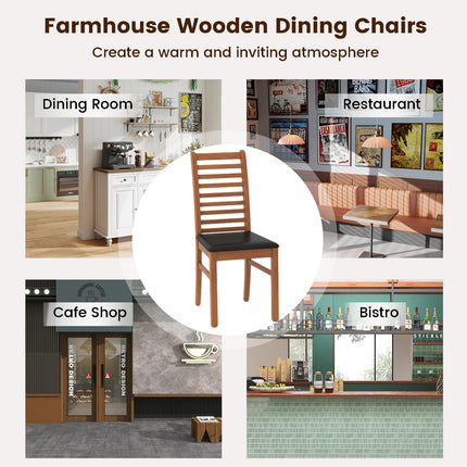 Dreamade Wooden Dining Chairs Set PU Leather Upholstered Kitchen Armless Chairs w/Rubber Wood Legs