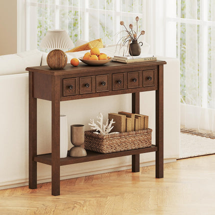 Dreamade 38" Narrow Console Table with 2 Drawers & Bottom Open Shelf